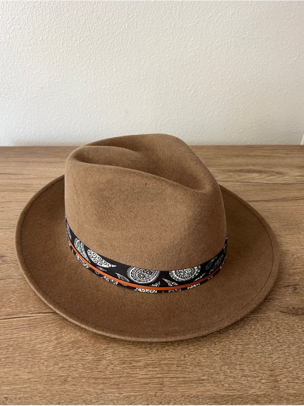 Bigalli 100% Wool Felt Fedora Hat - Water Repellent - Size Medium